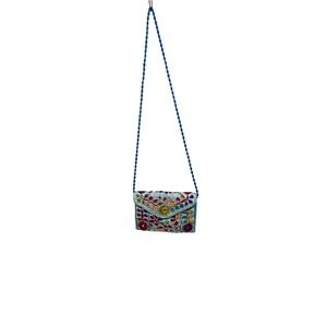 Turquoise Embroidered Mirror Work Crossbody Bag Boho Festival Shoulder Purse